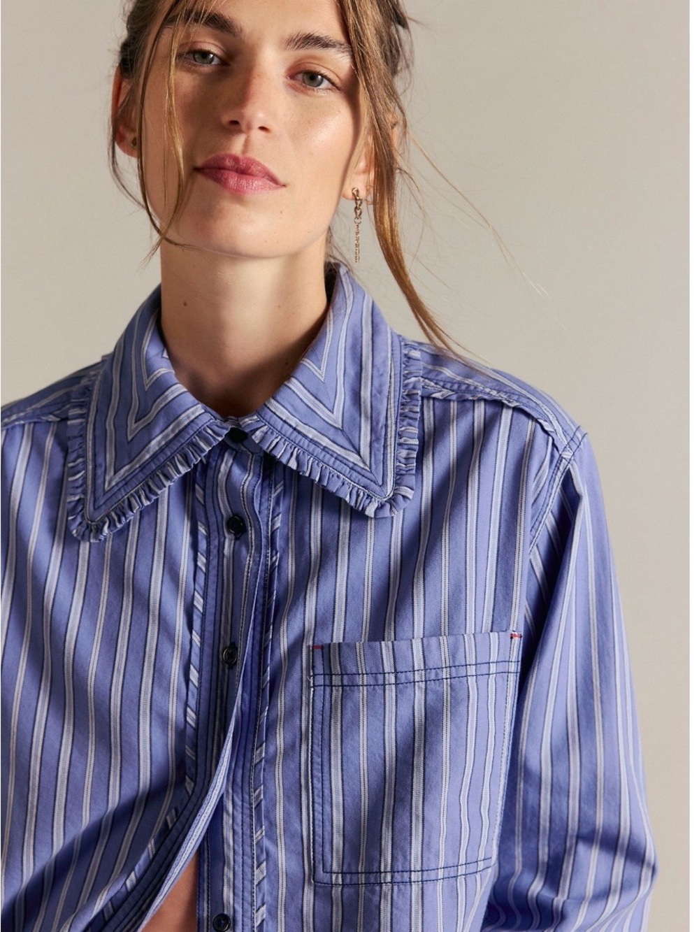 We The Free Moxley Striped 💯Cotton Button-Up NWT - Picture 3 of 4